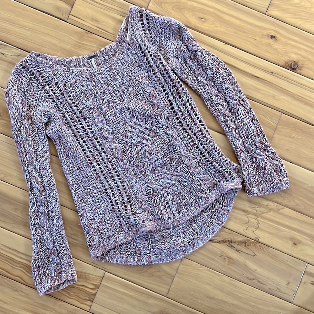 Free People - Sz. Small - Pink Marled Open Knit Sweater